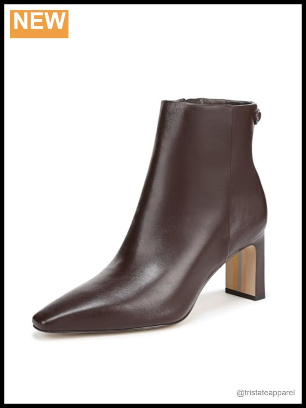Sam Edelman Women's Saige Ankle Bootie, Leather, Block Heel, Zip Closure